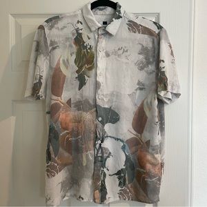 Topman Norsen Watercolor Short Sleeve Button-Up Shirt